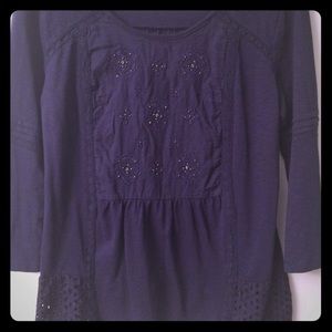 Navy embroidered top